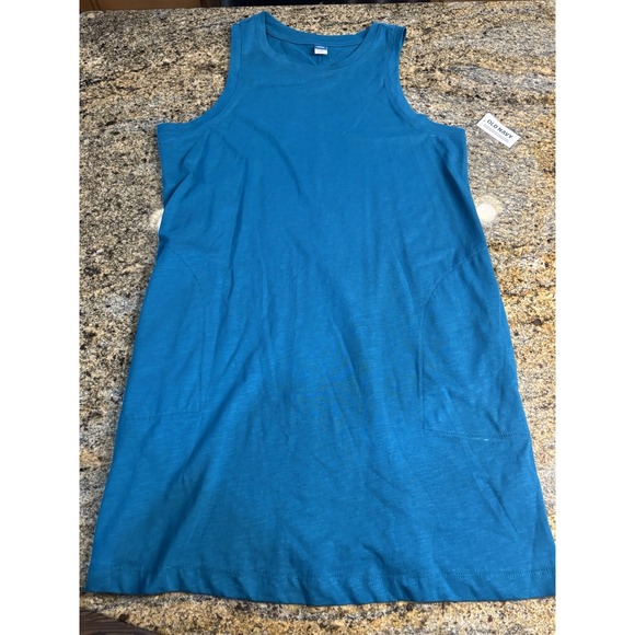 NWT Old Navy Sleeveless Blue A-Line Mini‎ Shift Dress - Medium Petite (MP) - Picture 3 of 8